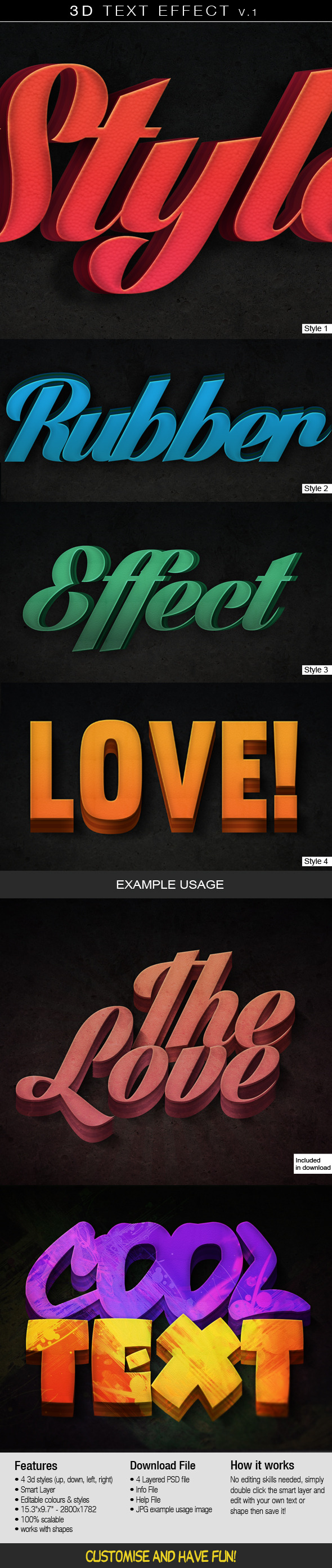 3D Text Effect v.1 - Photoshop Add-ons