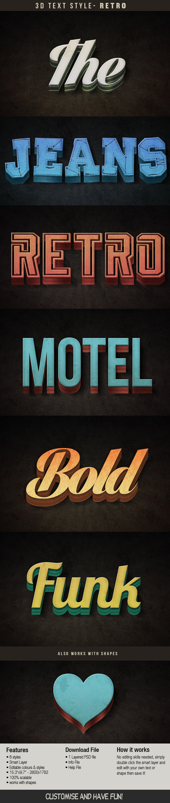 Retro 3D Text Effect - Photoshop Add-ons