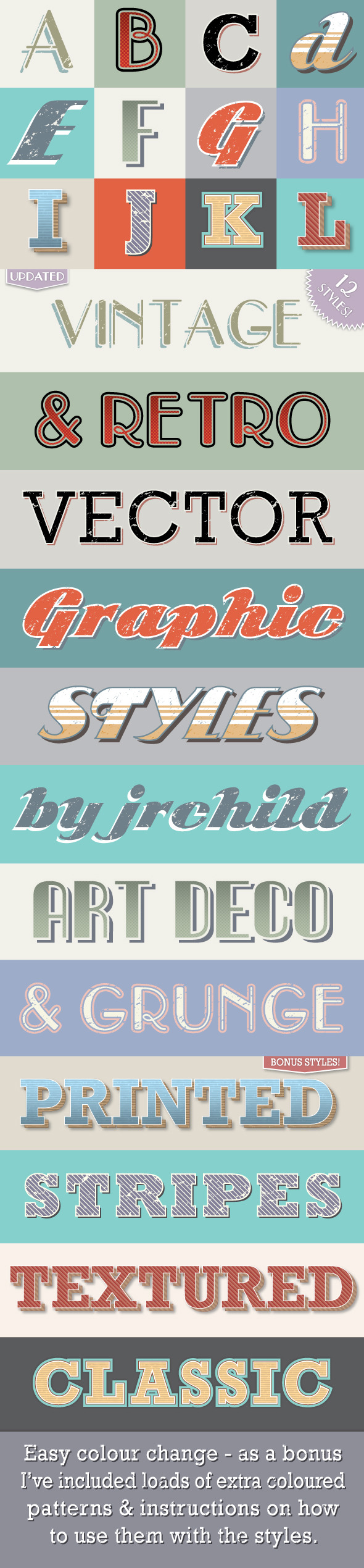 Vintage & Retro Text Styles - Styles Illustrator