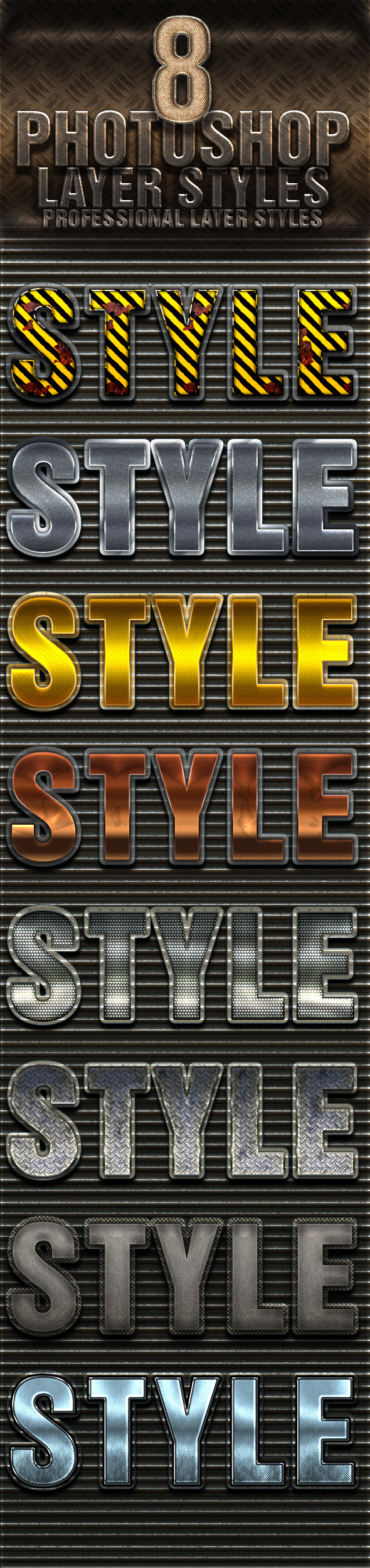 8 Photoshop Layer Styles - Text Effects Styles
