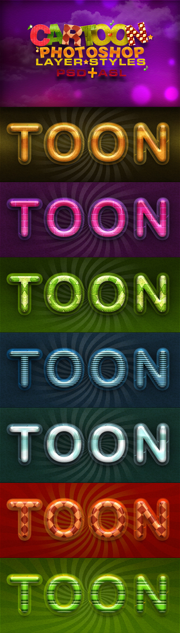 Cartoon Layer Styles - Text Effects Styles