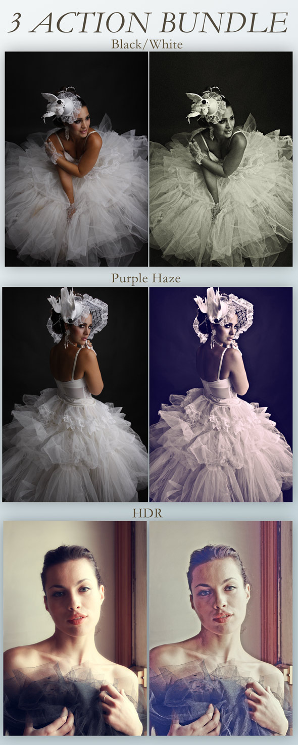 3 Image Actions Bundle - Photo Effects Actions