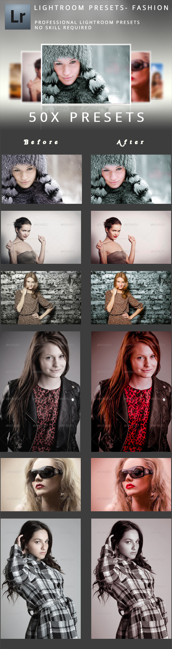 50 Fashion Presets - Portrait Lightroom Presets