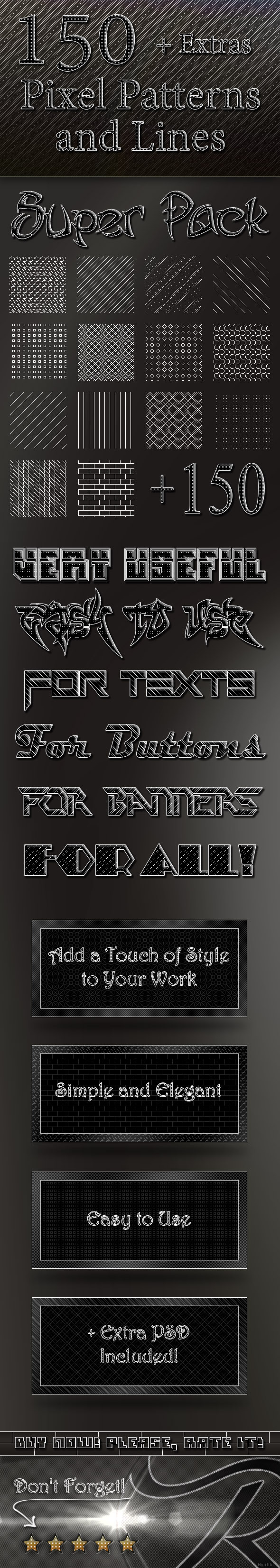 Pack 150 Pixel Patterns and Lines - Textures / Fills / Patterns Photoshop