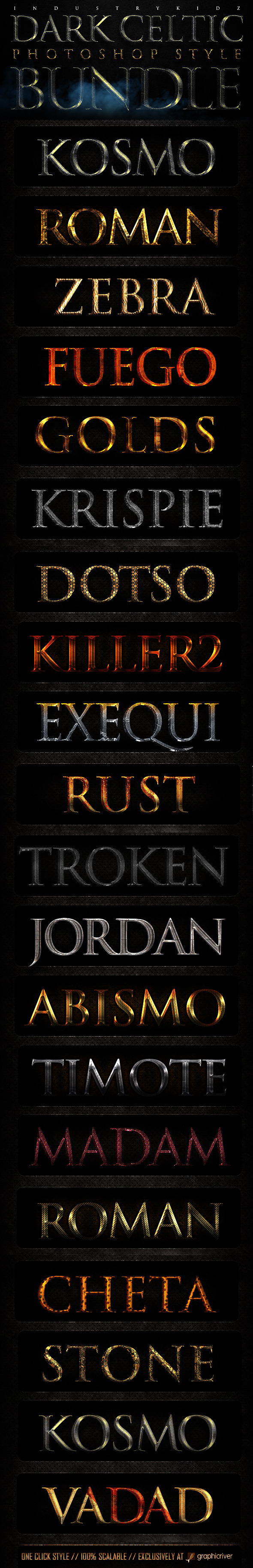 Dark Celtic Filmatic Styles Bundle - Text Effects Styles