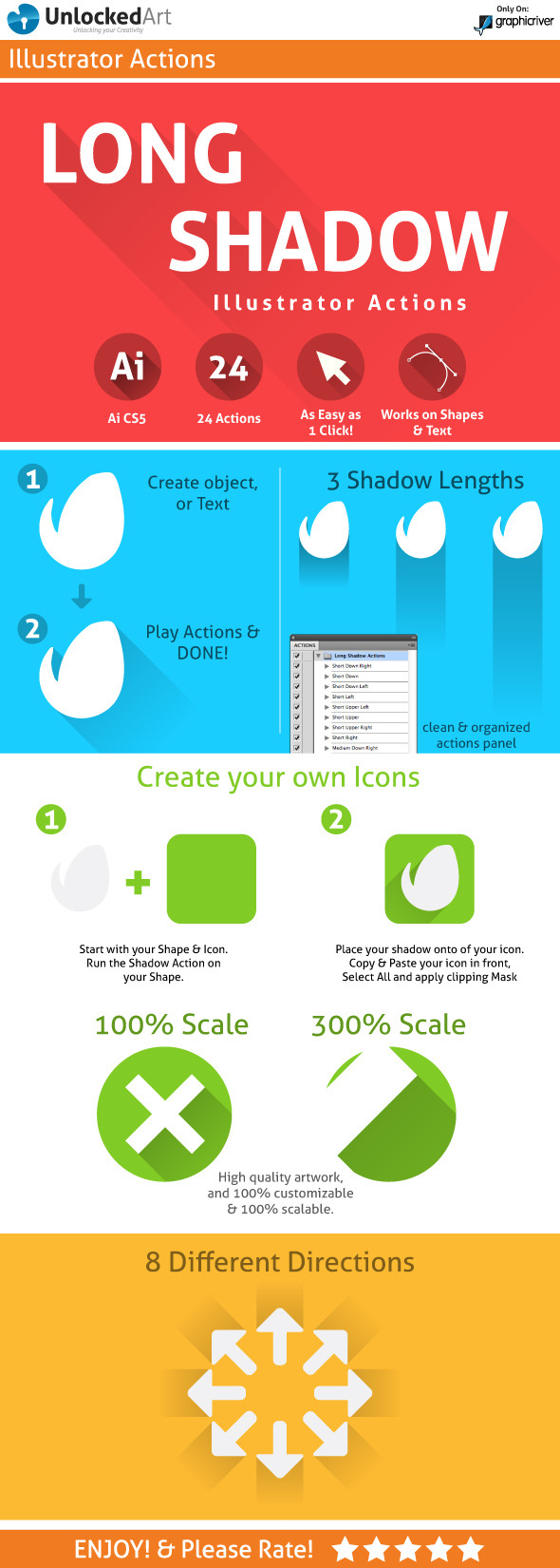 Long Shadow Actions - Actions Illustrator