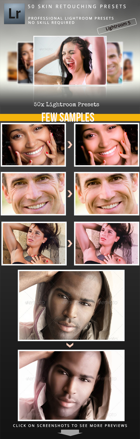 50 Skin Retouching Presets - Portrait Lightroom Presets