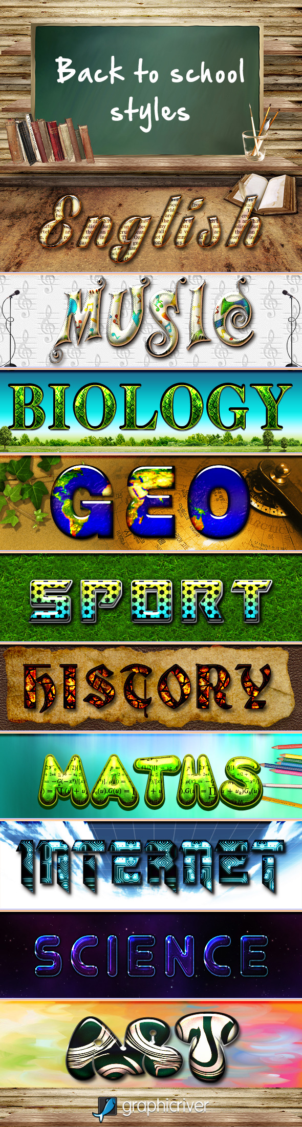 Back to School Styles - Text Effects Styles