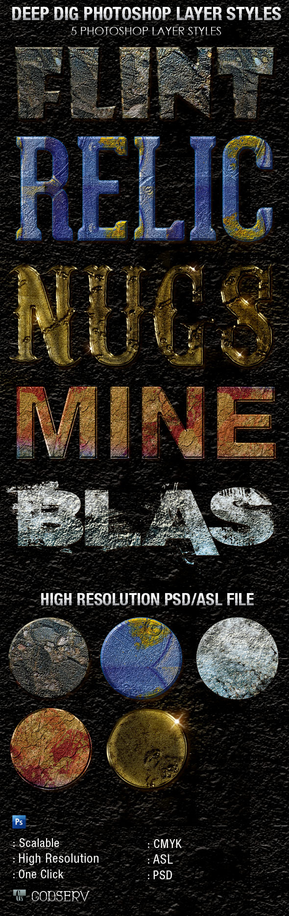 Rock Photoshop Layer Styles - Text Effects Styles