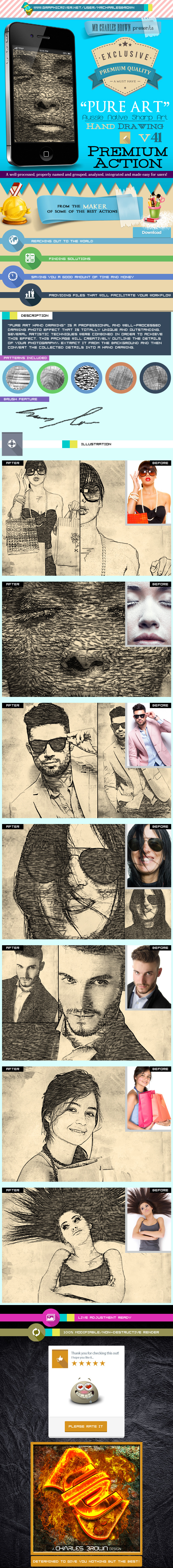 Pure Art Hand Drawing 41 – Aussie Native Sharp Art - Photo Effects Actions