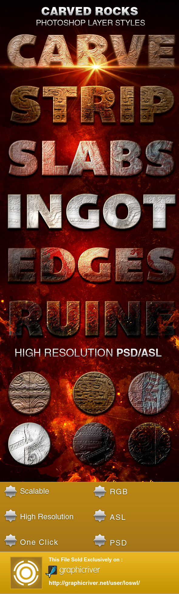 Carved Rocks Photoshop Layer Styles - Text Effects Styles