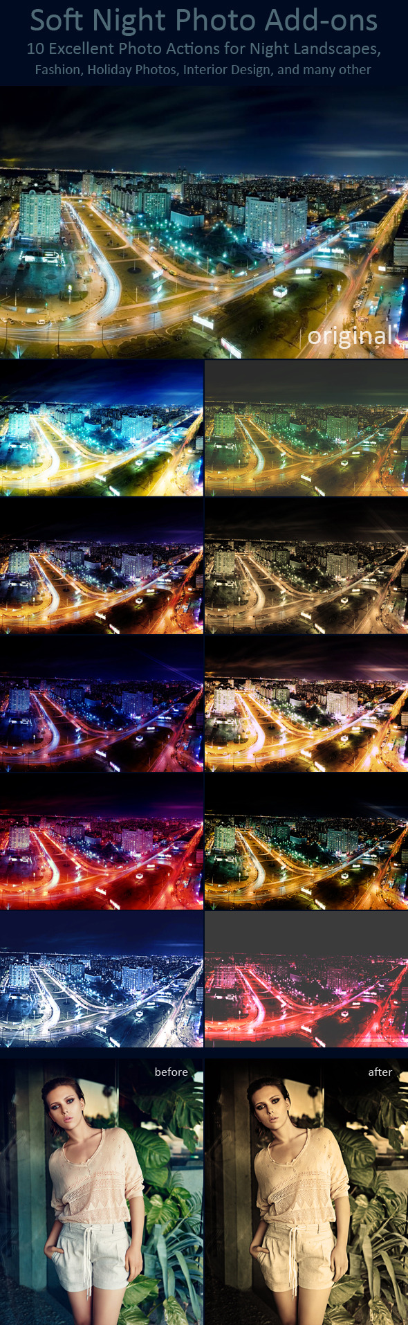 Soft Night Photo Add-ons - Photo Effects Actions