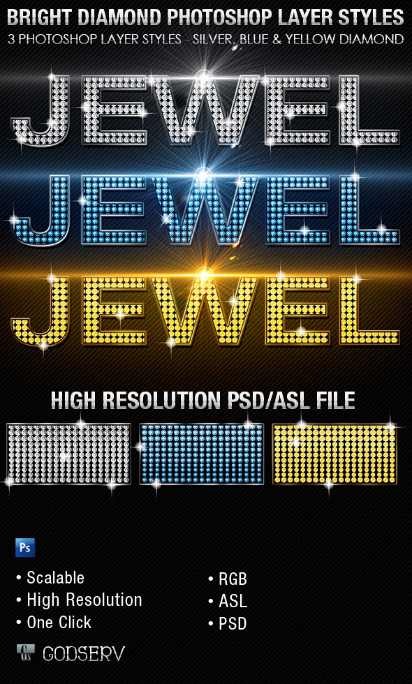 Bright Diamond Photoshop Layer Styles Vol 1 - Text Effects Styles