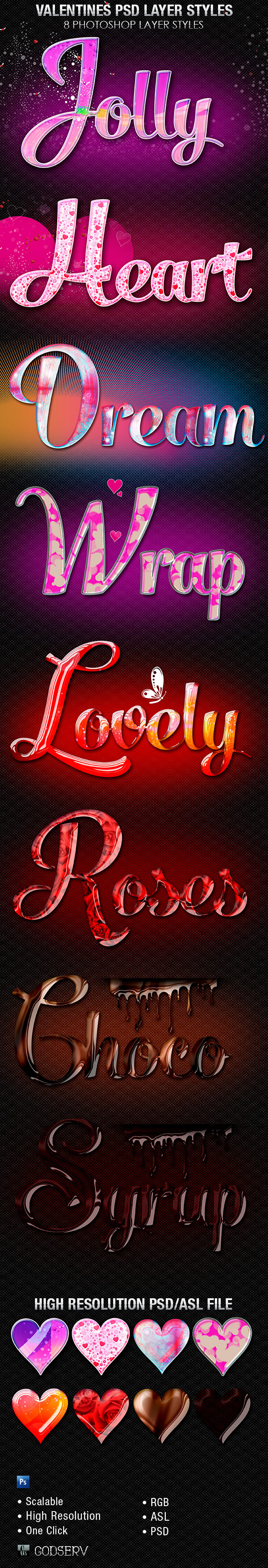 Valentines Photoshop Layer Styles - Text Effects Styles