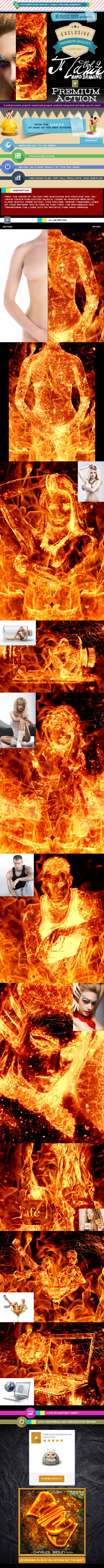 Advance Flame Hand Drawing SET 2 - Photo Effects Actions