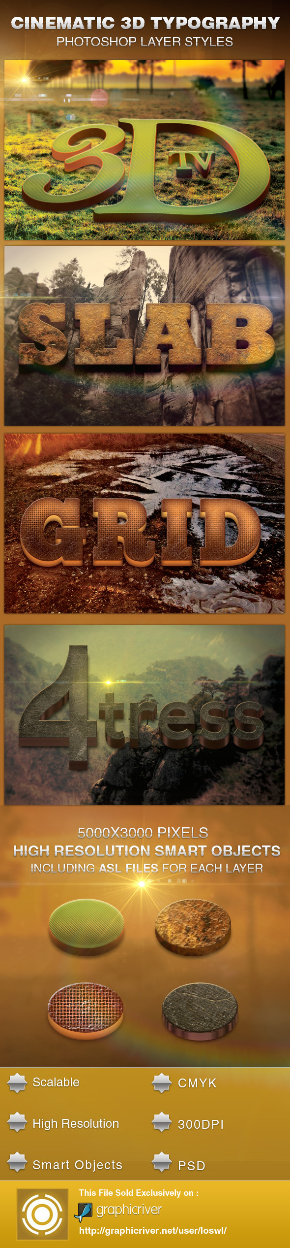 Cinematic 3D Typography Layer Styles - Text Effects Actions