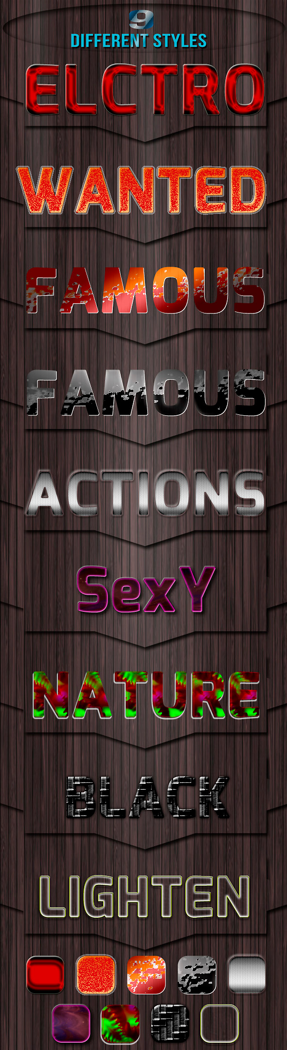 9 Different Styles - Text Effects Actions