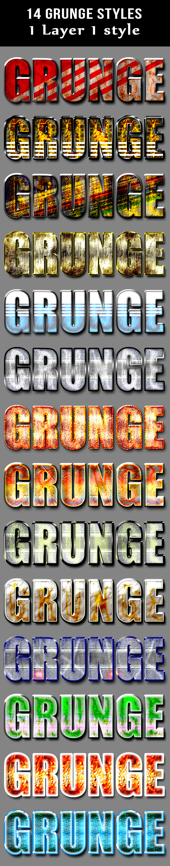 14 Grunge Layer Styles - Text Effects Styles