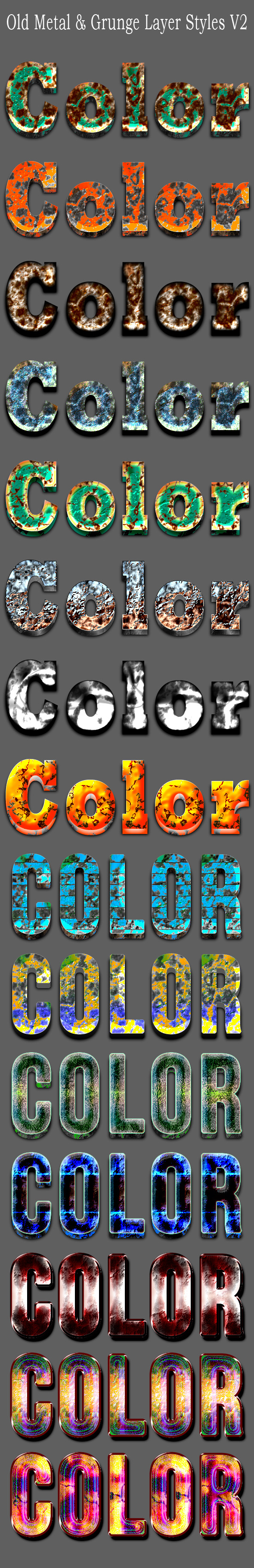 15 Old Metal & Grunge Layer Styles V2 - Text Effects Styles