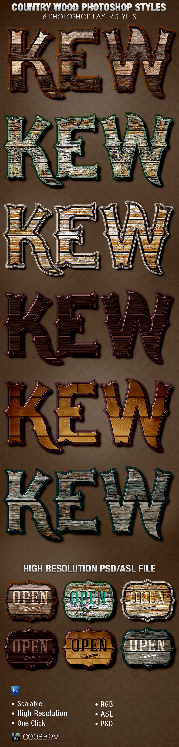 Country Wood Photoshop Layer Styles - Text Effects Styles