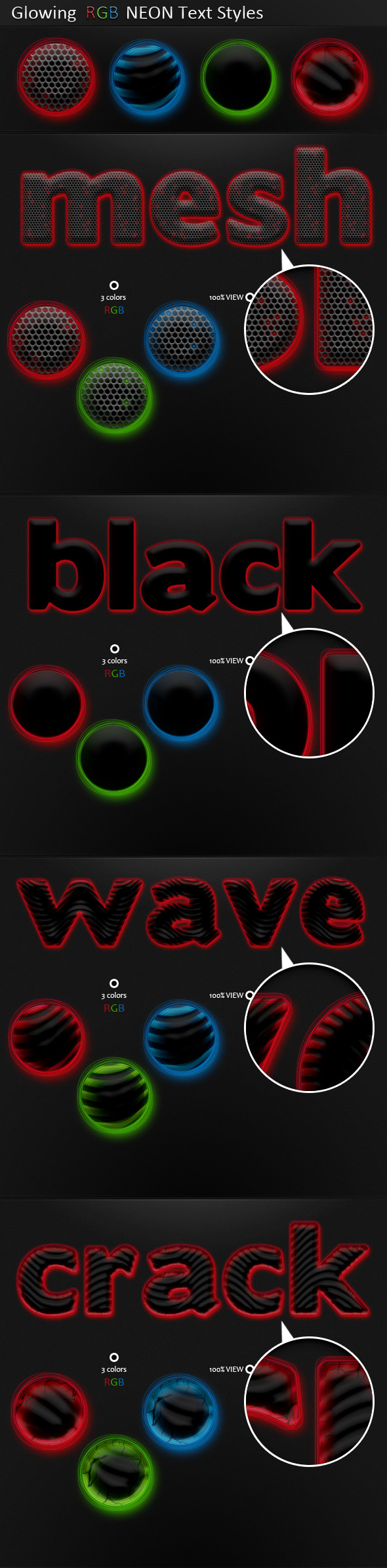 Glowing RGB NEON Text Styles - Text Effects Styles