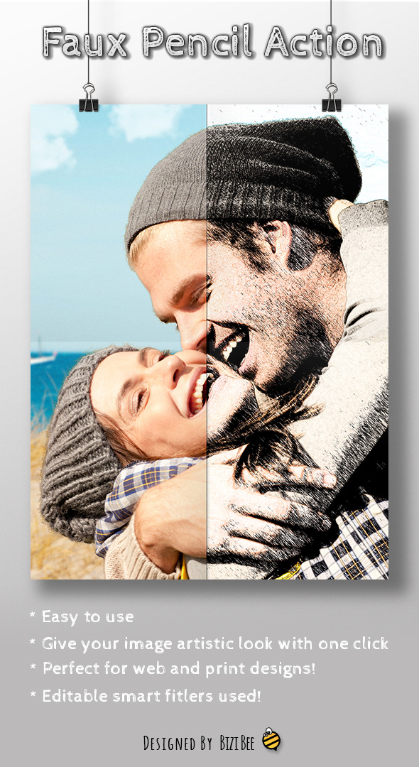 Faux Pencil Action - Photo Effects Actions