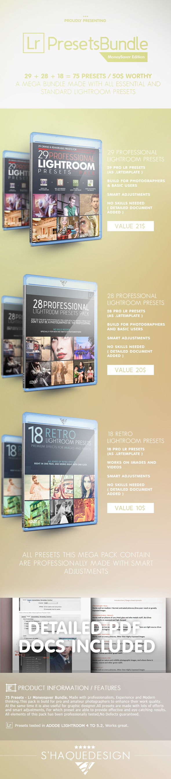 75 Pro Presets - Mega Lr Presets Bundle - Portrait Lightroom Presets