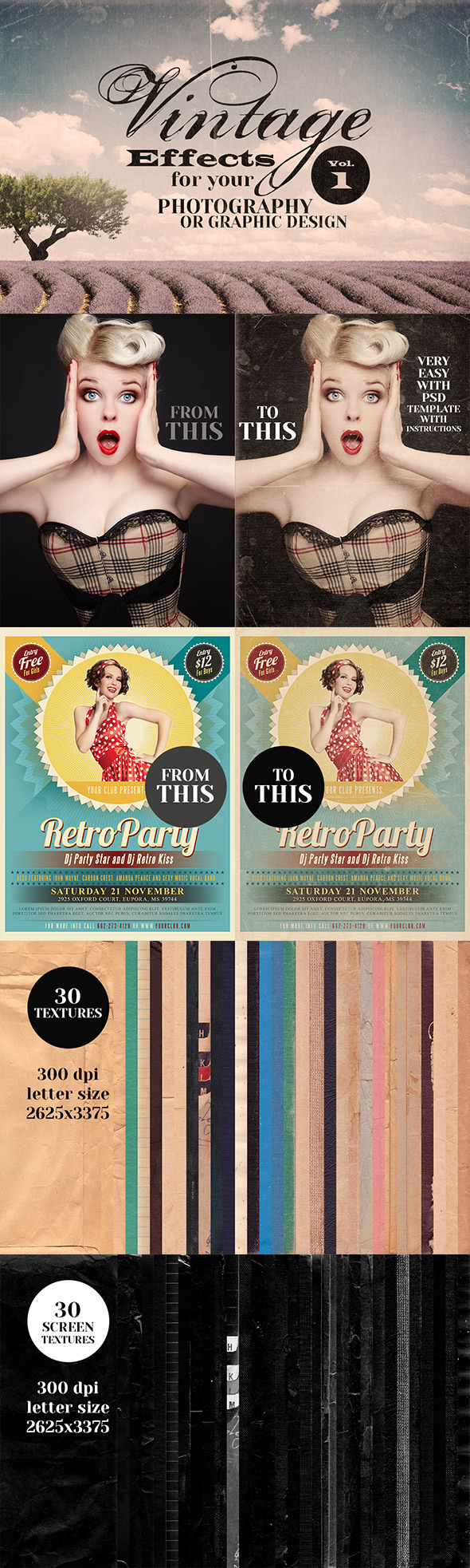 Vintage Effects for Photo or Designs - Textures / Fills / Patterns Photoshop