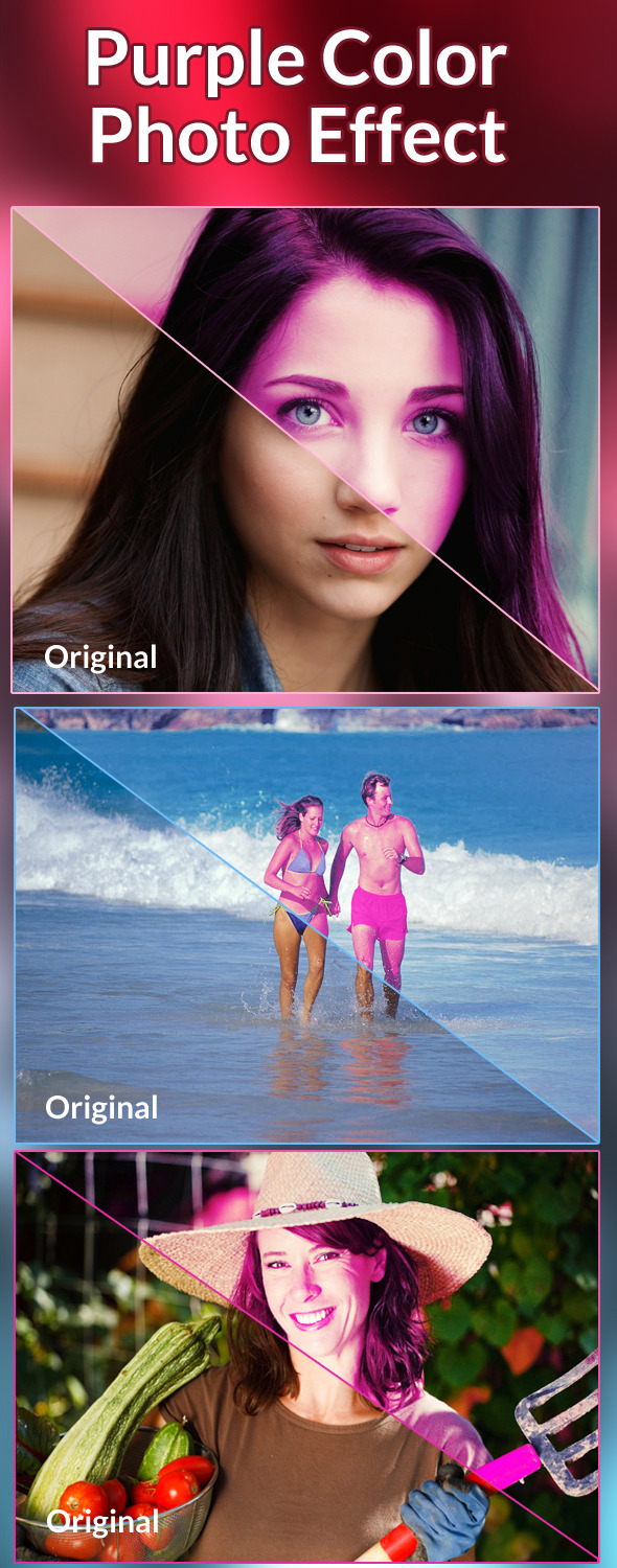Purple Color Photo Effect - Actions Photoshop