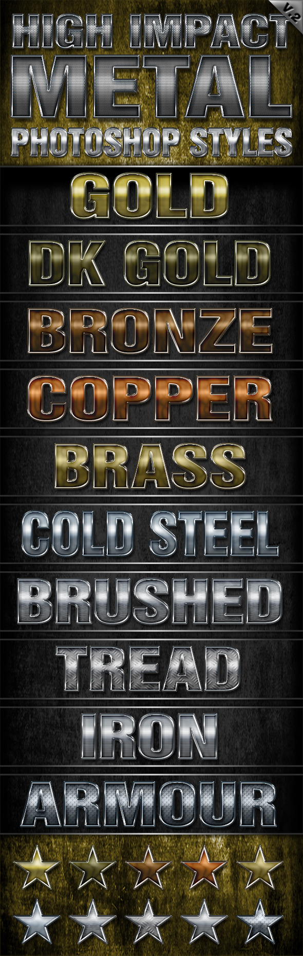 High Impact Metal Photoshop Styles-V2 - Text Effects Styles