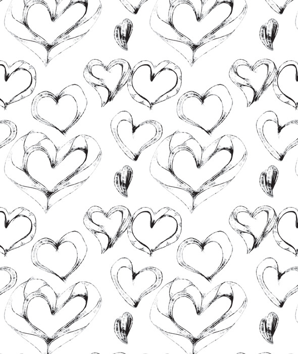 Hand Drawn Sketchy Heart Seamless Pattern by VanishingFin | GraphicRiver