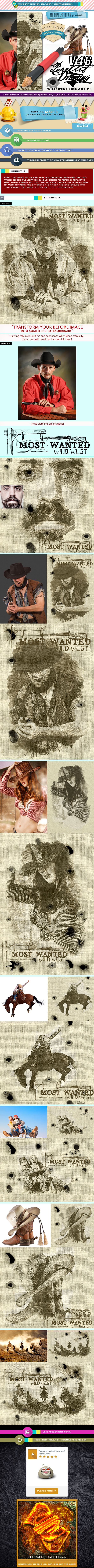 Pure Art Hand Drawing 46 – Wild West Fine Art v1 - Photo Effects Actions