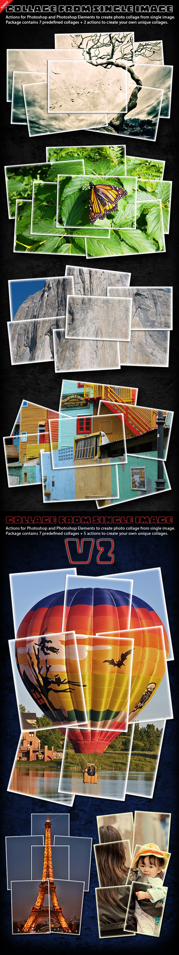 Collage From Single Image Photoshop Actions Bundle - Actions Photoshop
