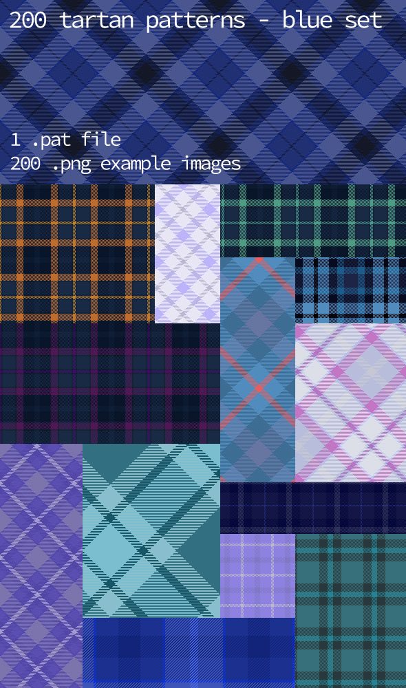 Tartan Pattern Collection - Blue set - Textures / Fills / Patterns Photoshop