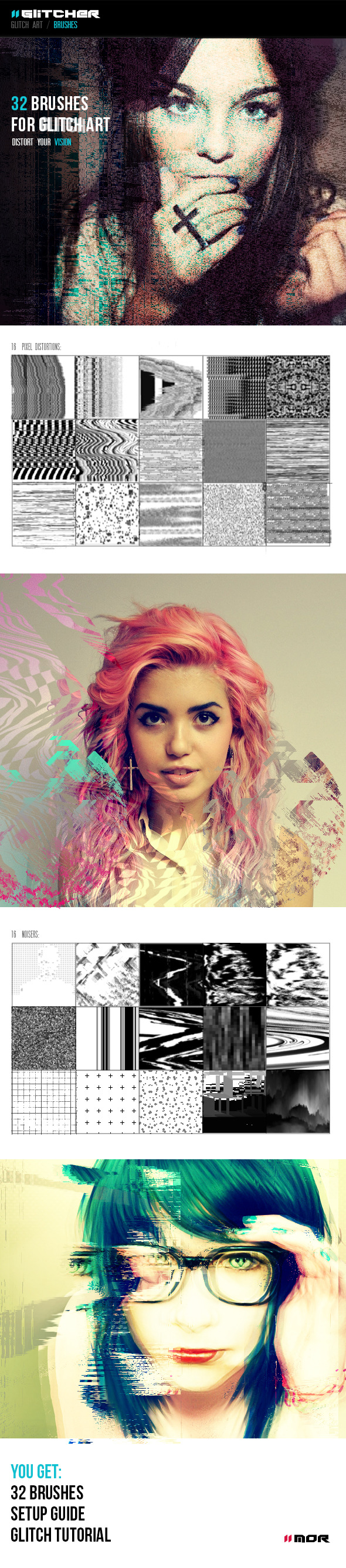 32 Glitch Art Brushes - Artistic Brushes