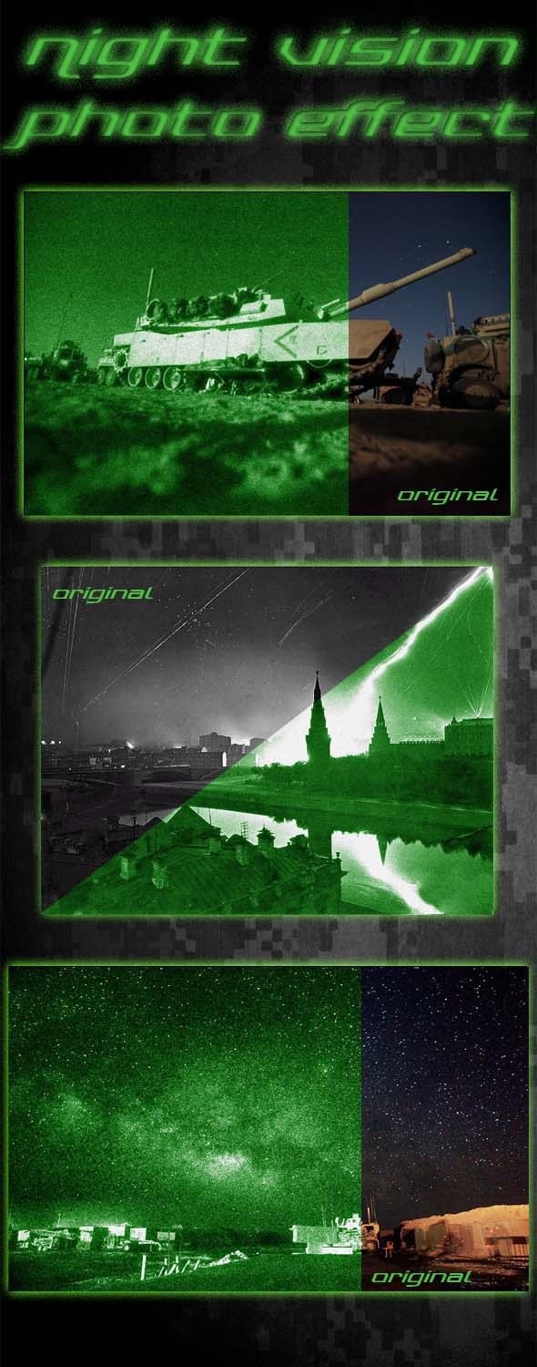Night Vision Photo Effect - Actions Photoshop