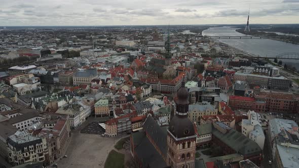 Riga old town aerial view alt