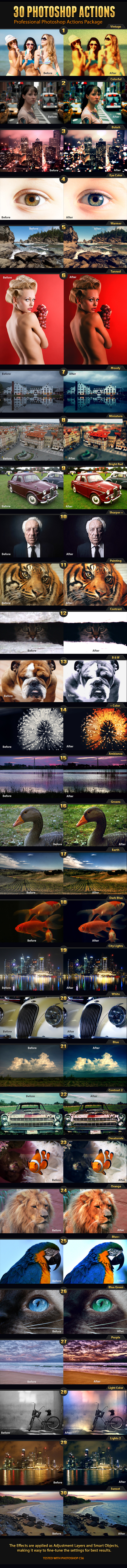 30 Photo Effects - Actions Photoshop