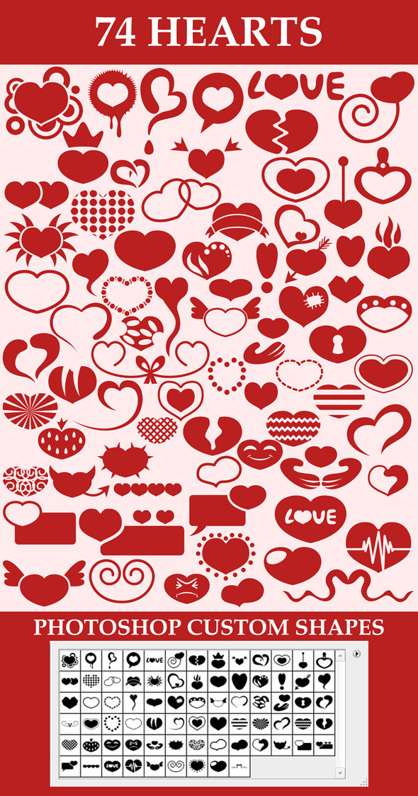 Hearts custom shapes - Symbols Shapes