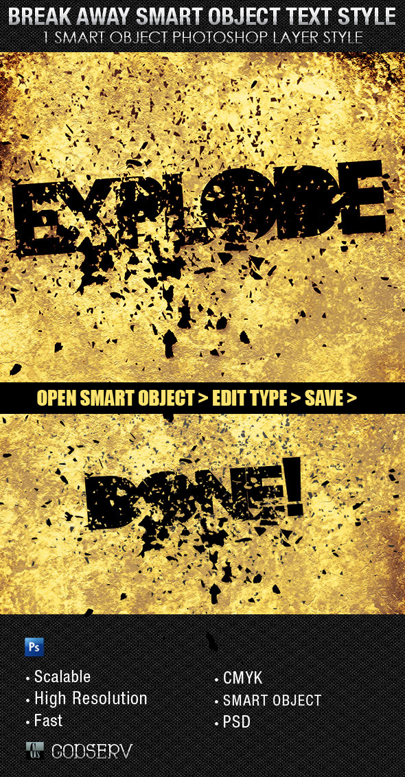 Break Away Smart Object Text Style - Text Effects Styles