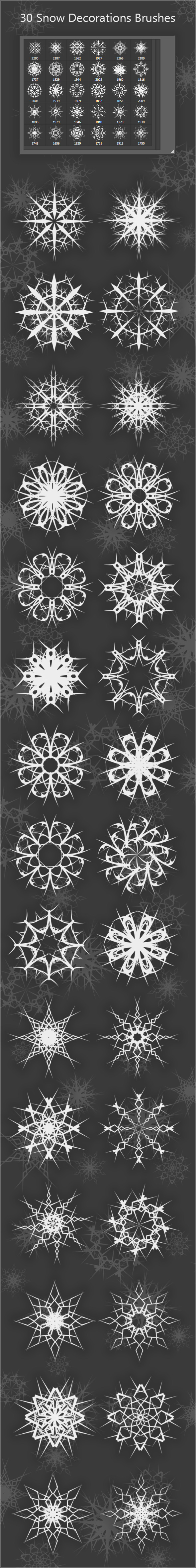 30 Snow Decorations Brushes (2000px) - Brushes Photoshop