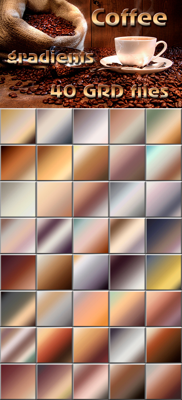 40 Coffee Gradients - Photoshop Add-ons
