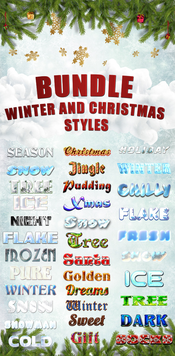 Bundle Winter and Christmas Styles - Text Effects Styles