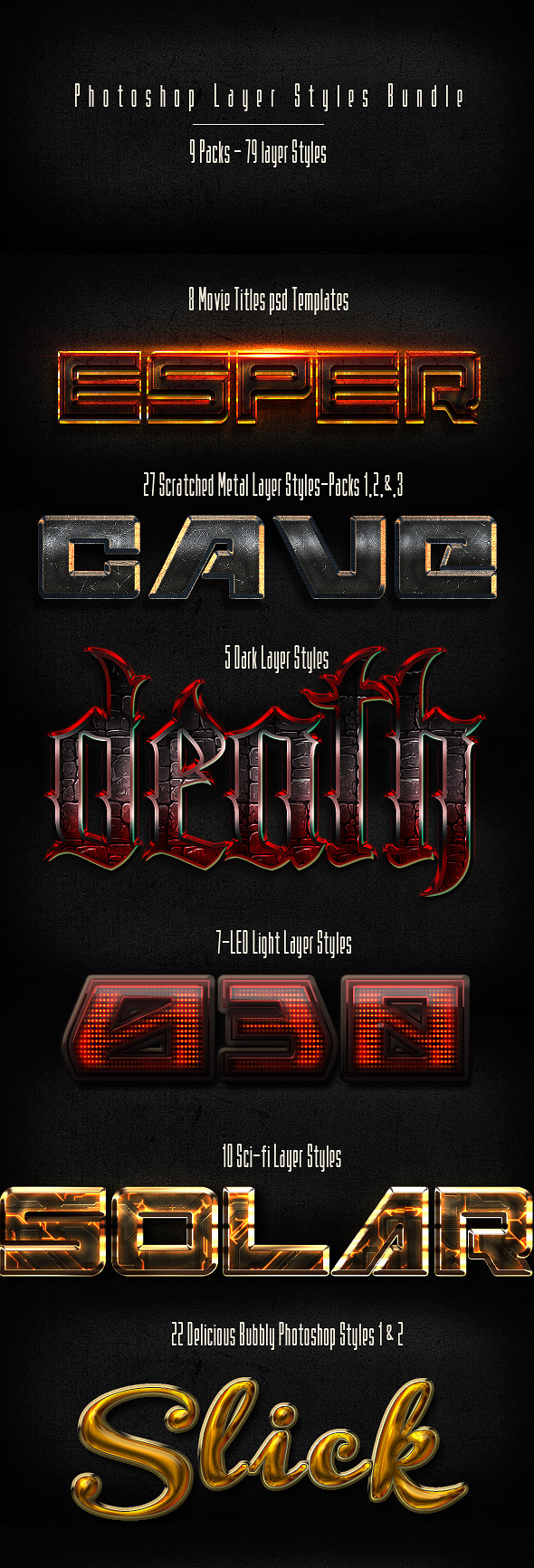 Photoshop Layer Styles BUNDLE - Text Effects Styles