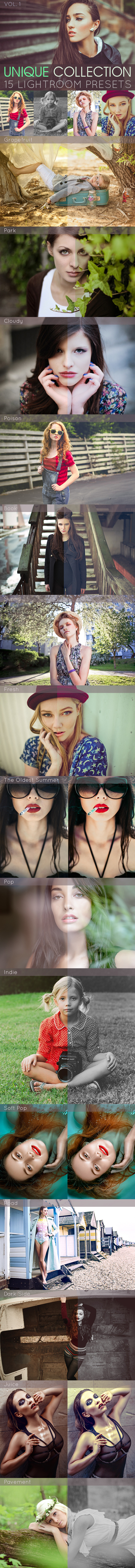 15 Unique Lightroom Presets Vol. 1 - Portrait Lightroom Presets