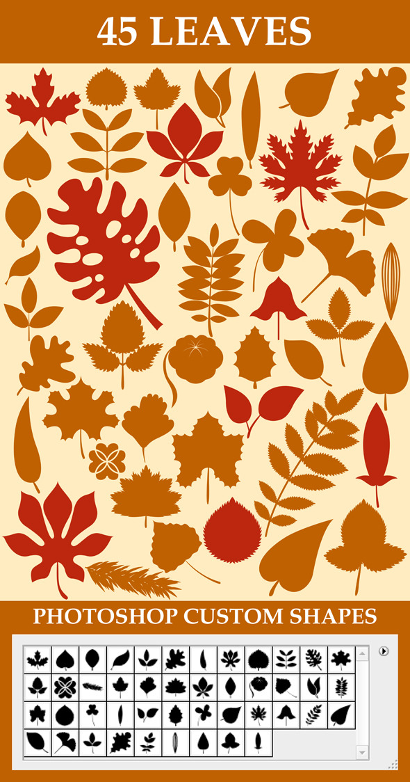 Leaves Custom Shapes - Miscellaneous Brushes