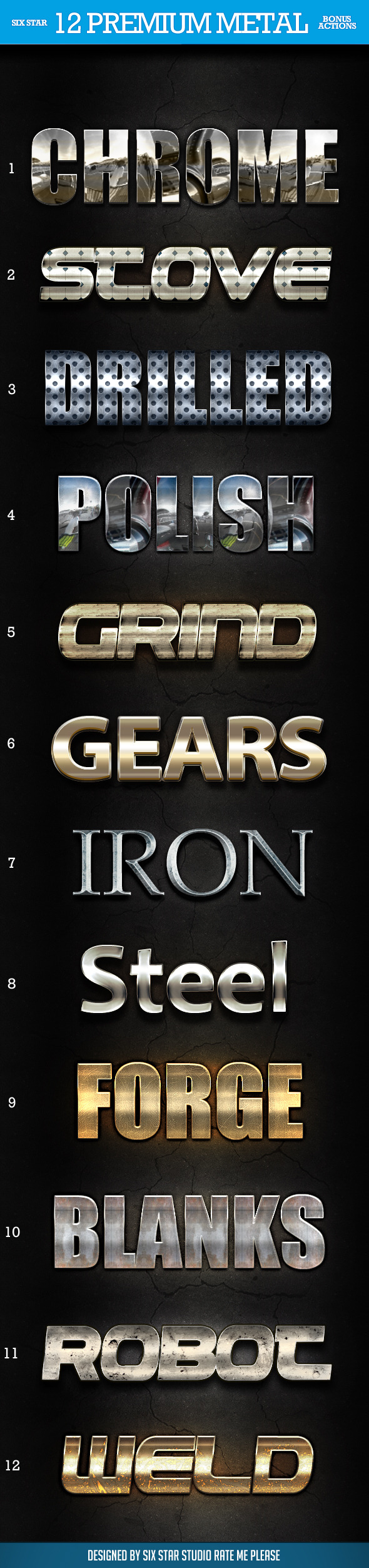12 Premium Metal Styles - Styles Photoshop