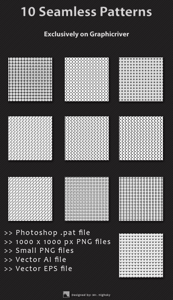 10 Small Background Seamless Patterns - Textures / Fills / Patterns Photoshop