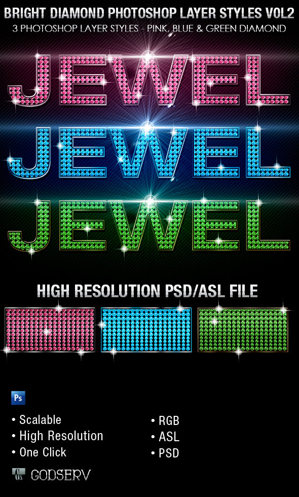 Bright Diamond Photoshop Layer Styles Vol 2 - Text Effects Styles