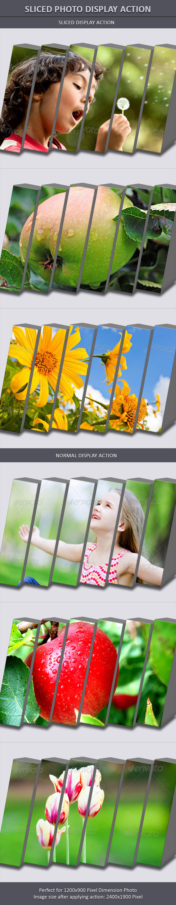 Sliced Photo Display Action - Photo Effects Actions